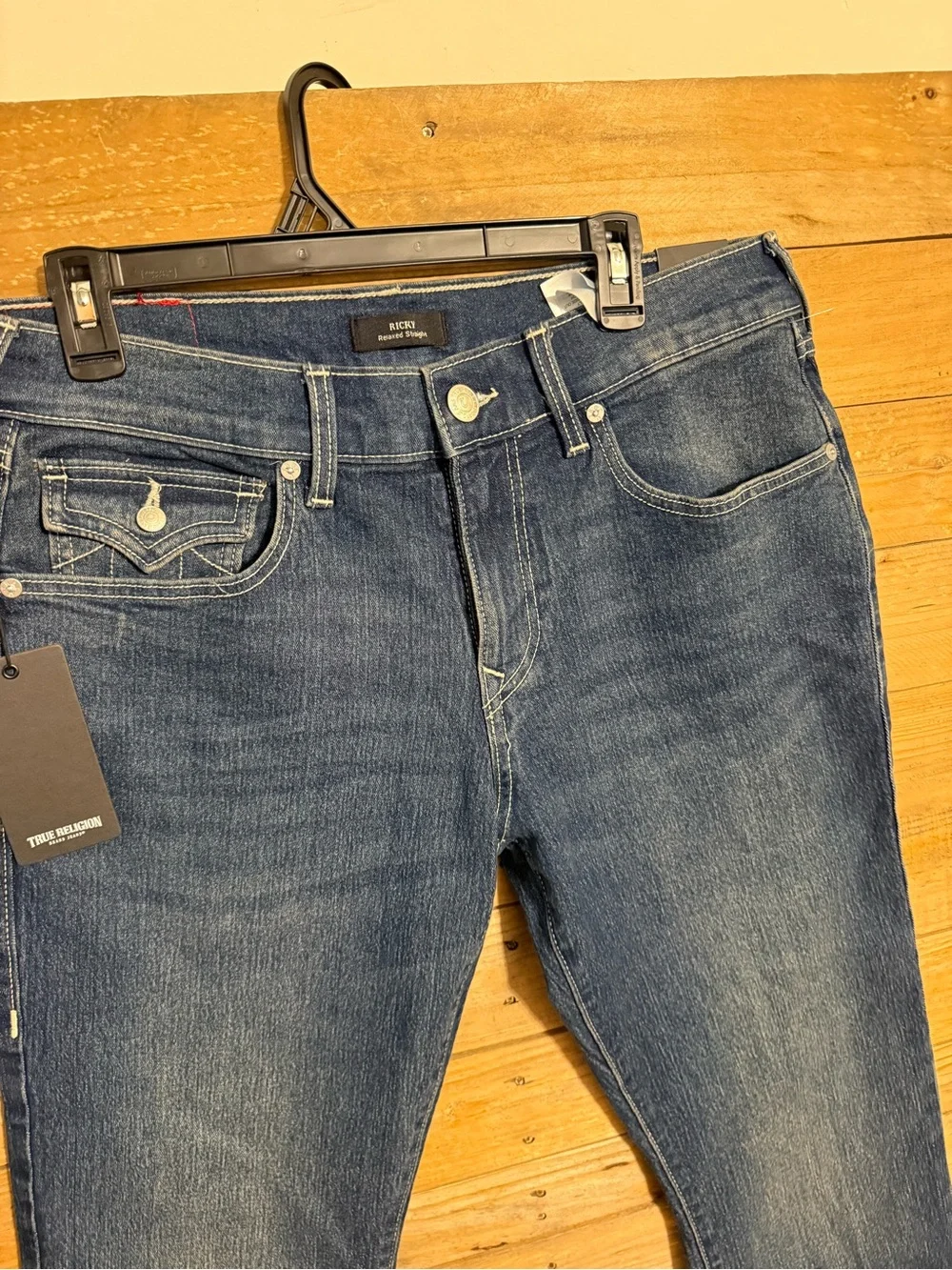 True Religion Men’s Slim Straight Jeans in Dark Blue
